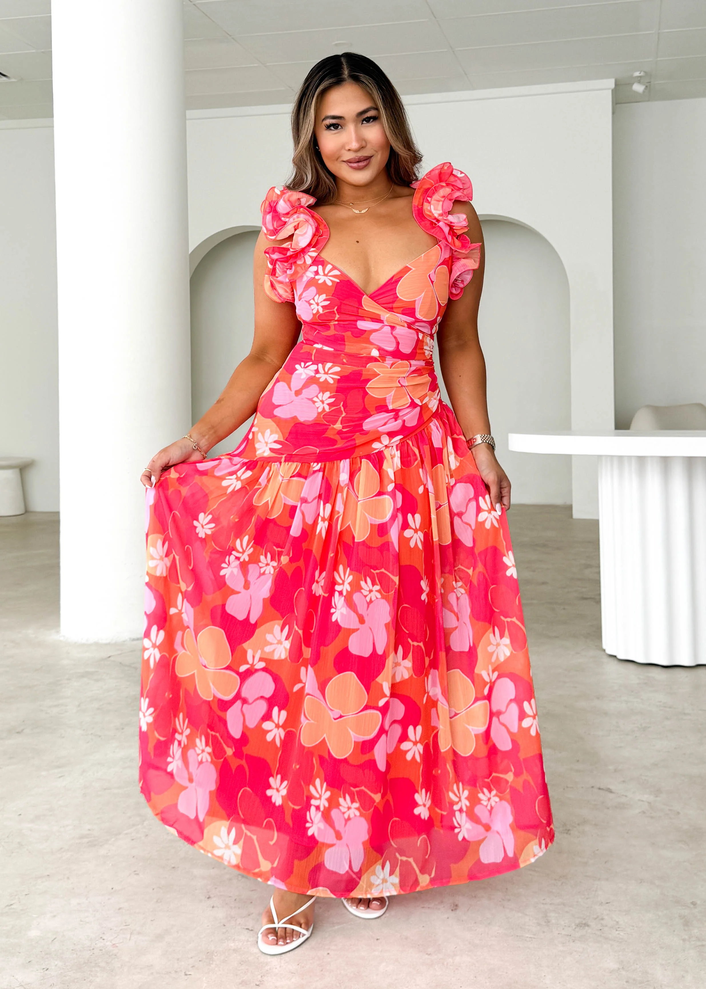 Lucine Maxi Dress - Magenta Flowers - Image 3