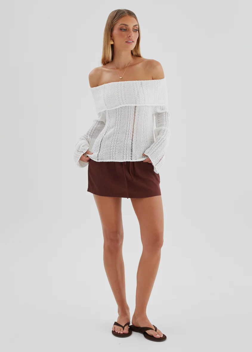 Lucy Off Shoulder Sweater - Off White - Image 4