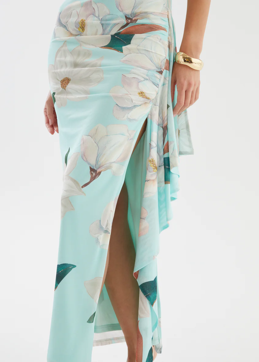 Luis Drop Shoulder Mesh Maxi Dress - Mint Floral - Image 7