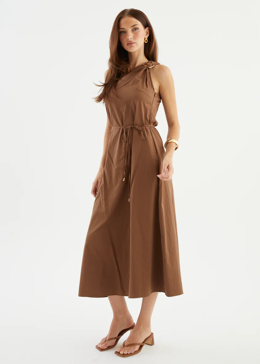 Lunia One Shoulder Maxi Dress - Chocolate - Image 3