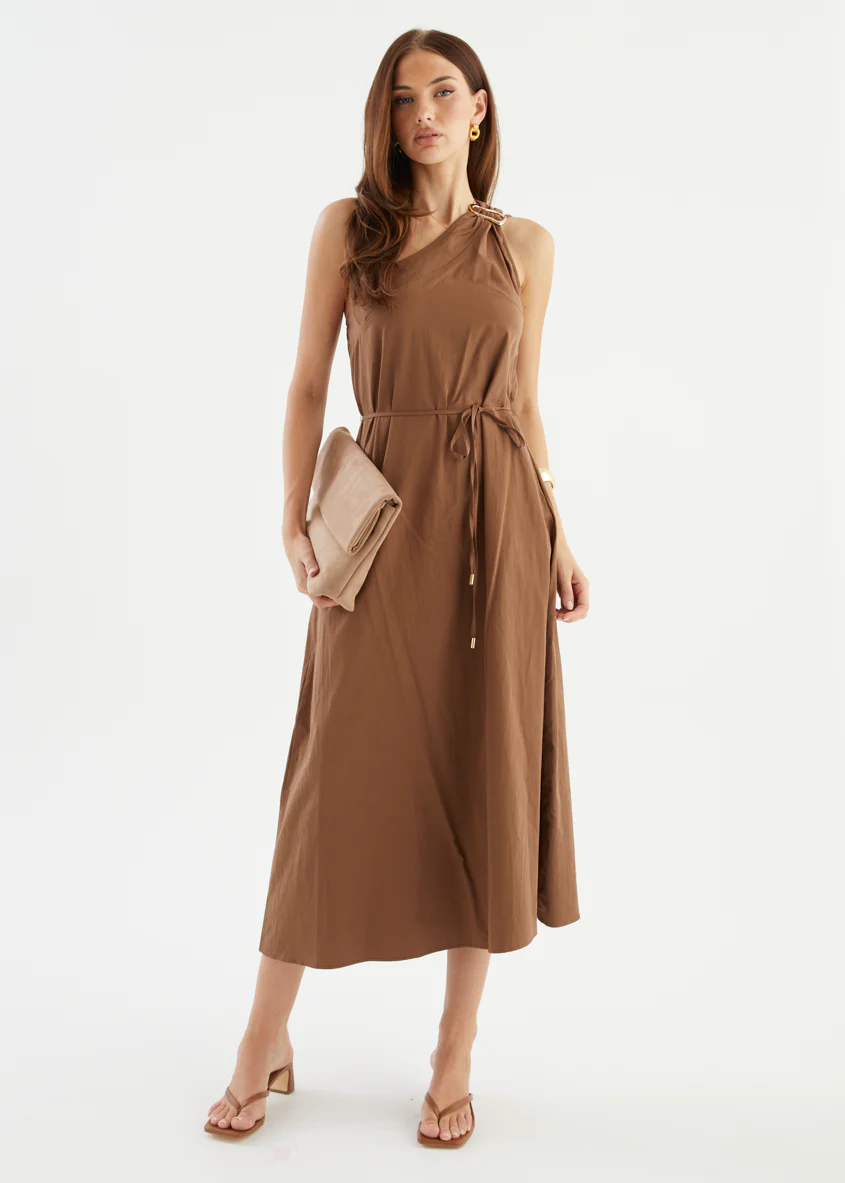 Lunia One Shoulder Maxi Dress - Chocolate - Image 5
