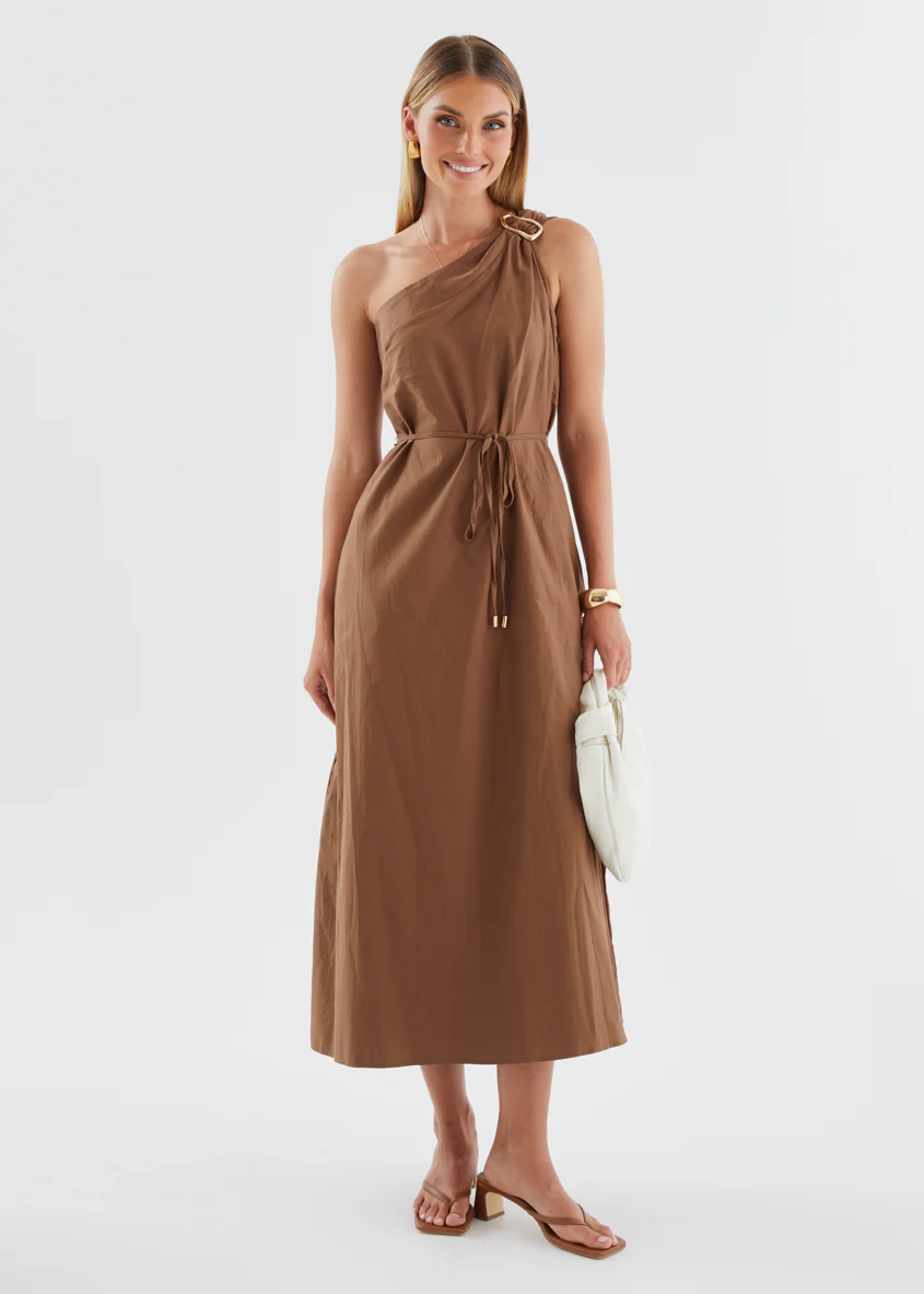 Lunia One Shoulder Maxi Dress - Chocolate - Image 7