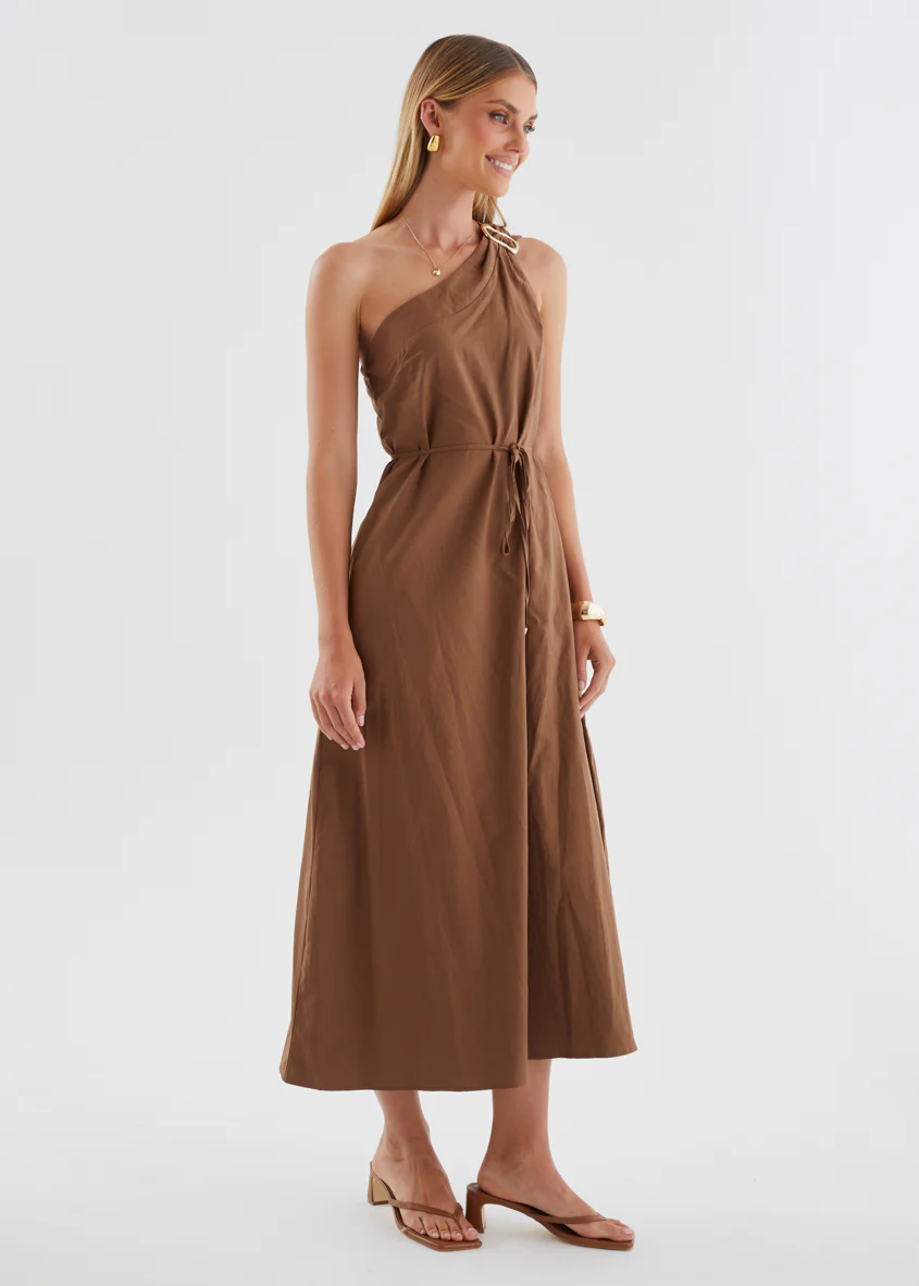 Lunia One Shoulder Maxi Dress - Chocolate - Image 8