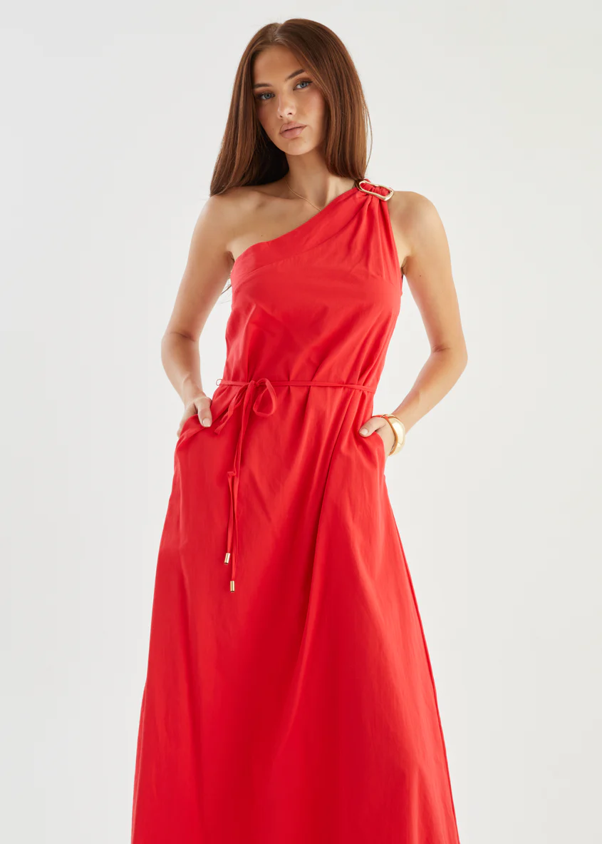 Lunia One Shoulder Maxi Dress - Red - Image 2