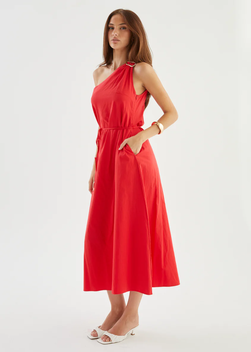 Lunia One Shoulder Maxi Dress - Red - Image 4