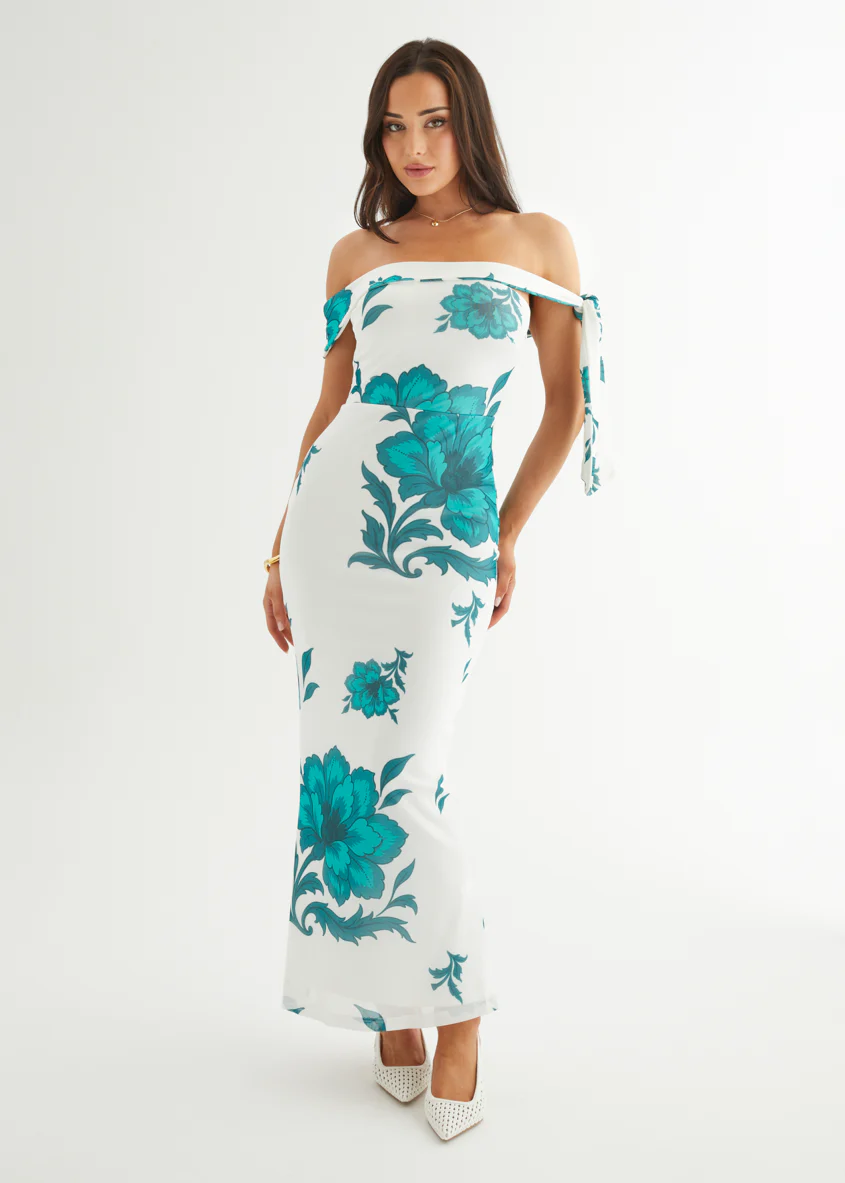 Madisyn Mesh Maxi Dress - Green Flowers - Image 7