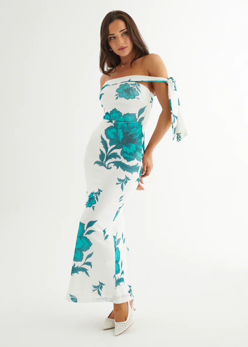 Madisyn Mesh Maxi Dress - Green Flowers - Image 8