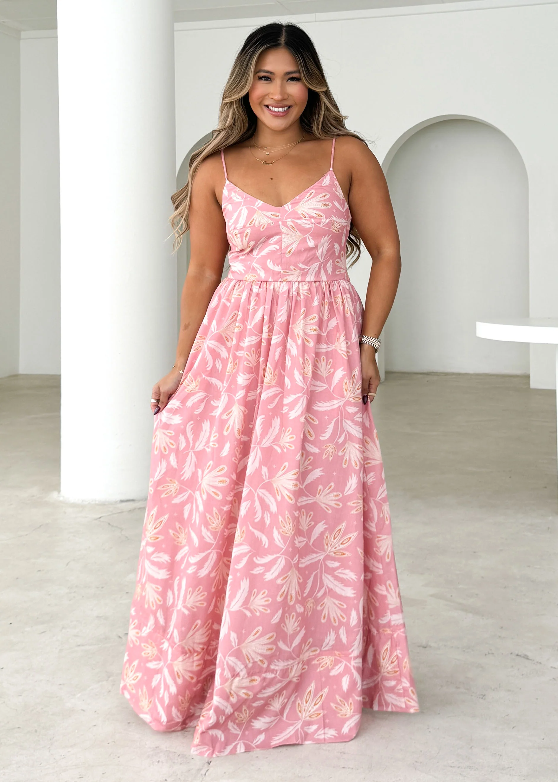 Madrid Maxi Dress - Blush Abstract - Image 3