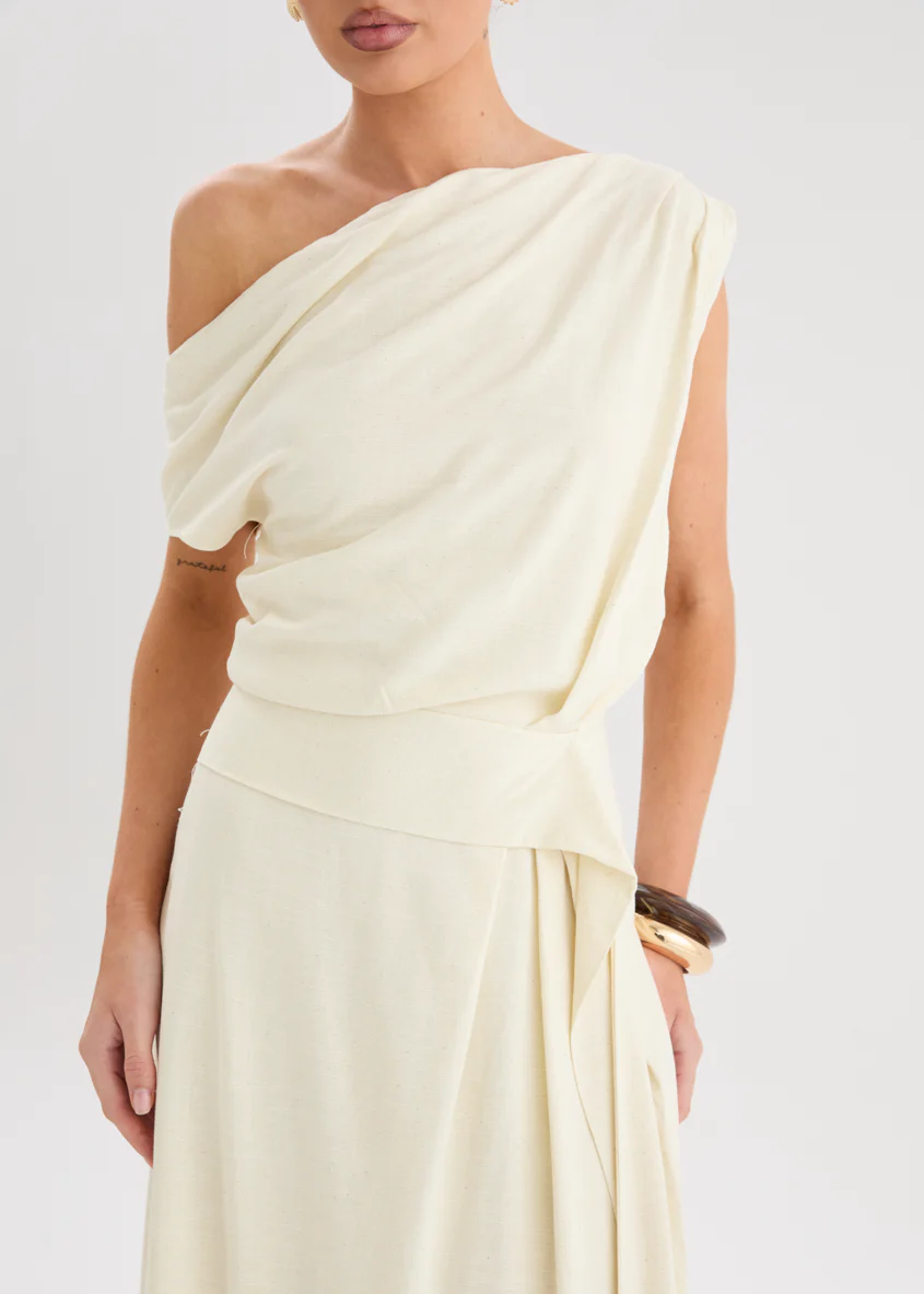 Maelis Drop Shoulder Maxi Dress - Cream - Image 2