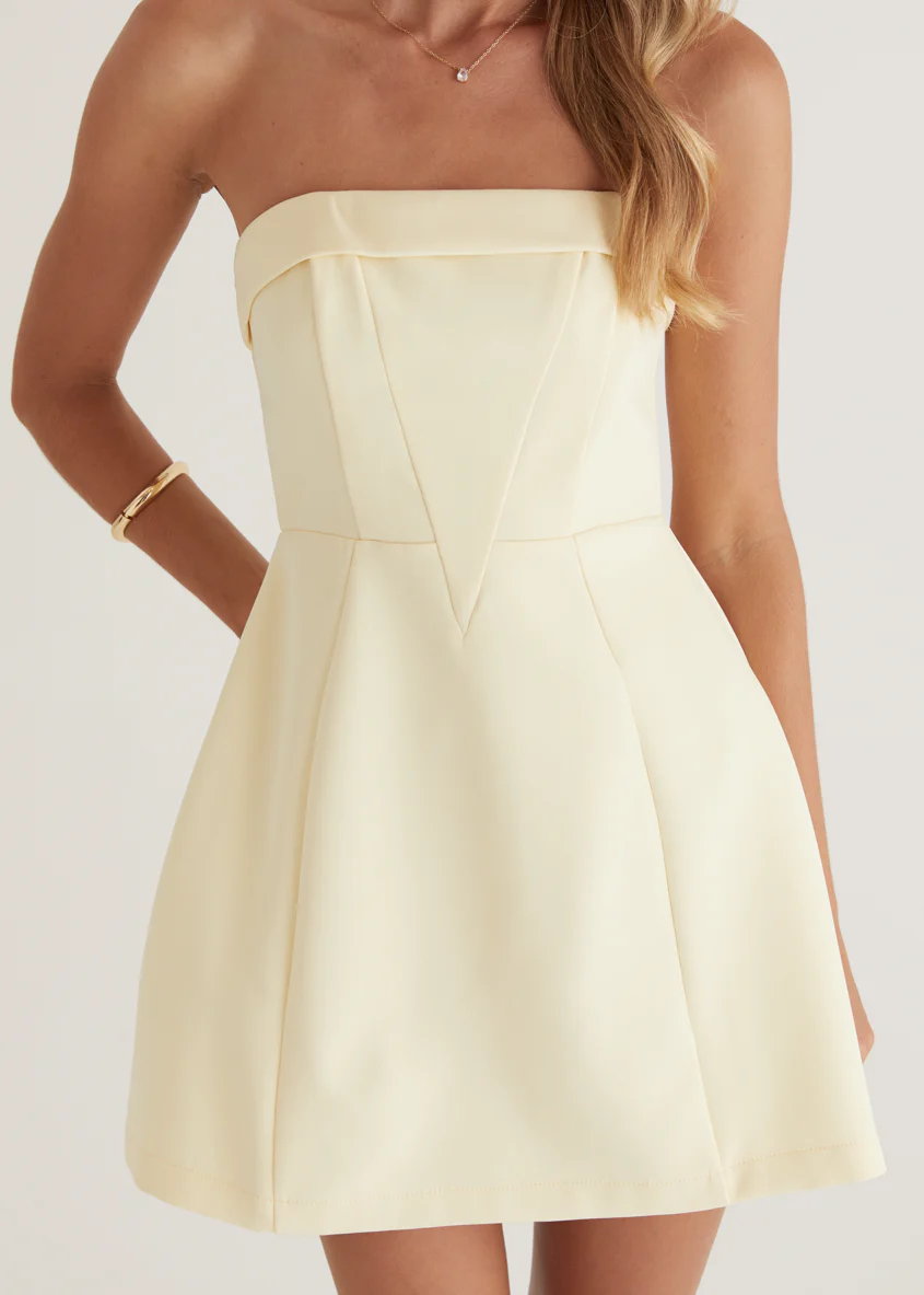Mahala Strapless Dress - Lemon - Image 10