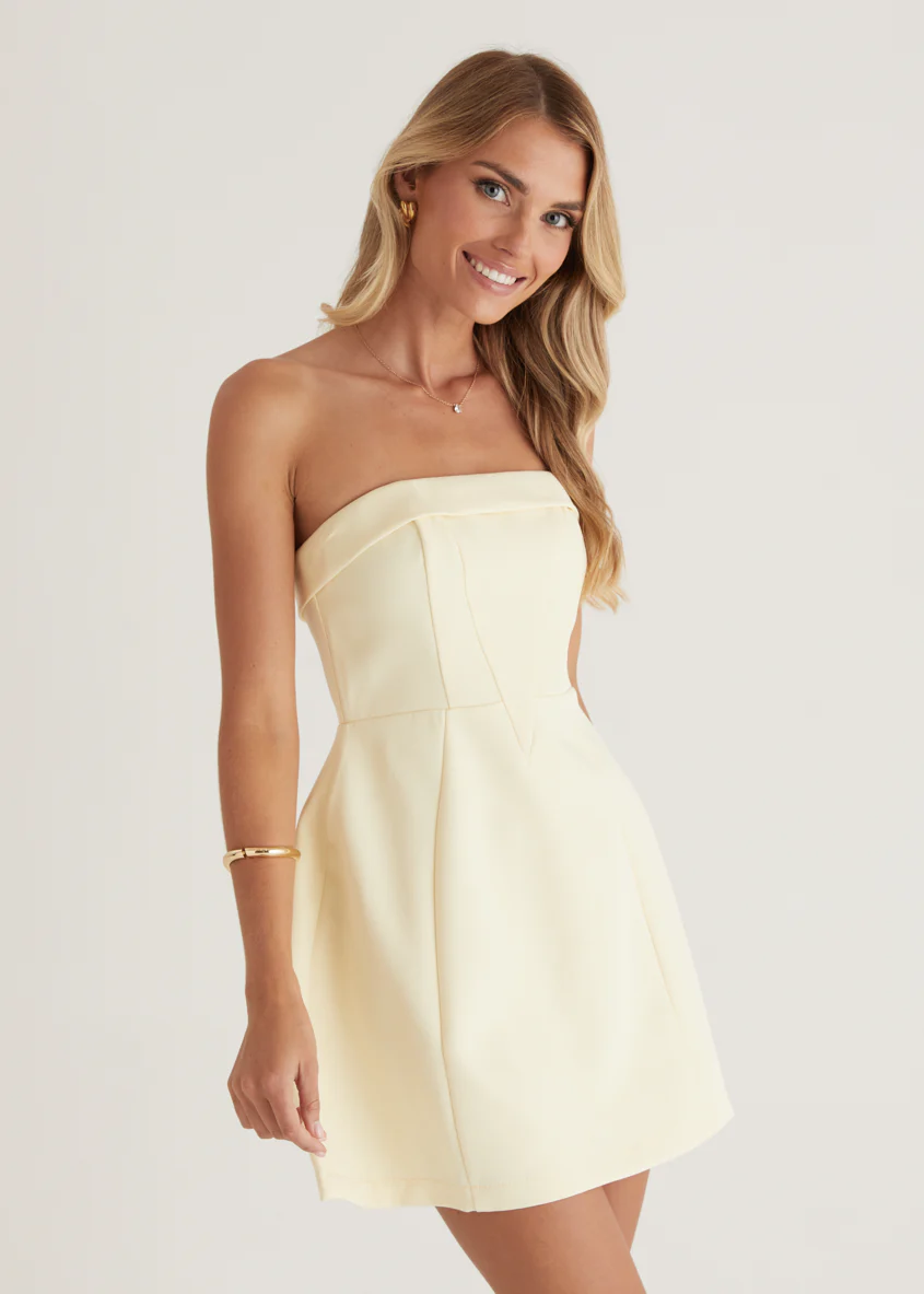 Mahala Strapless Dress - Lemon - Image 6