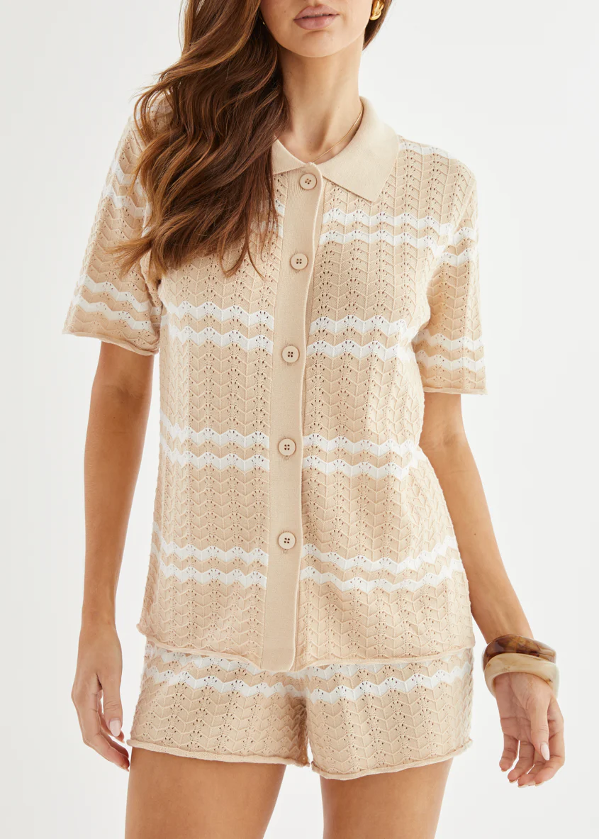 Mallorca Knit Top - Sand Stripe - Image 7