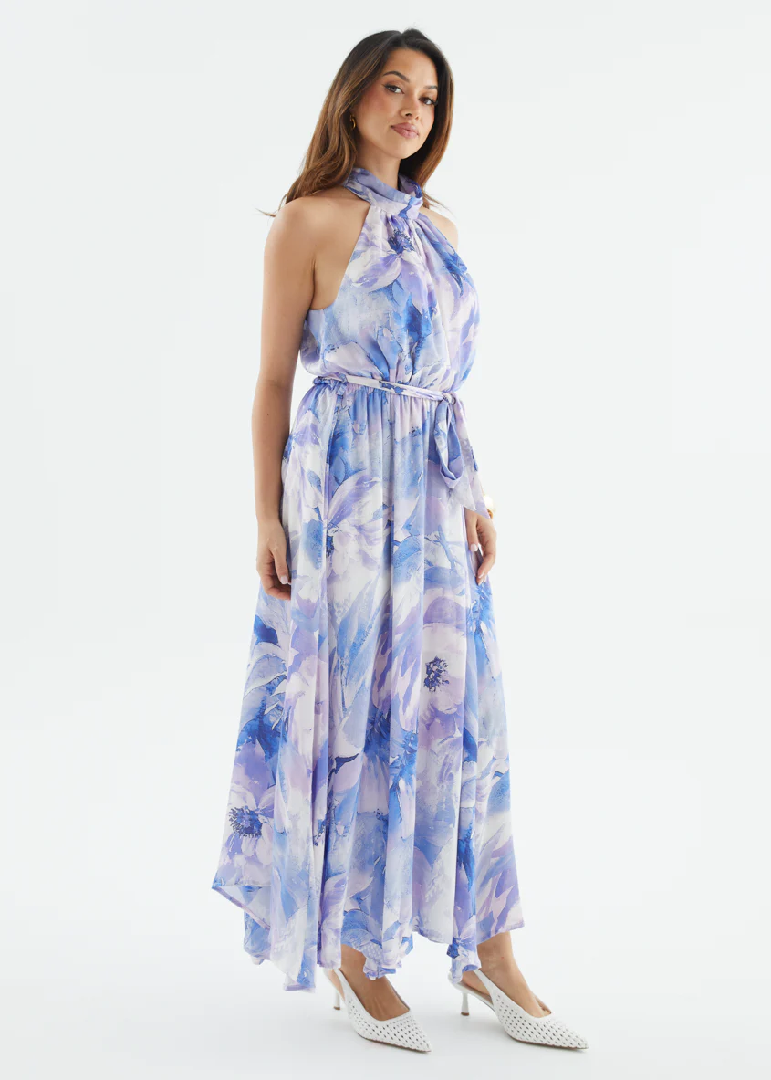 Marca Halter Midi Dress - Blue Floral - Image 5