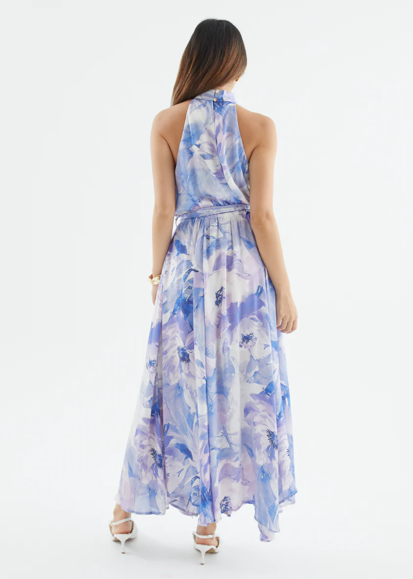 Marca Halter Midi Dress - Blue Floral - Image 6