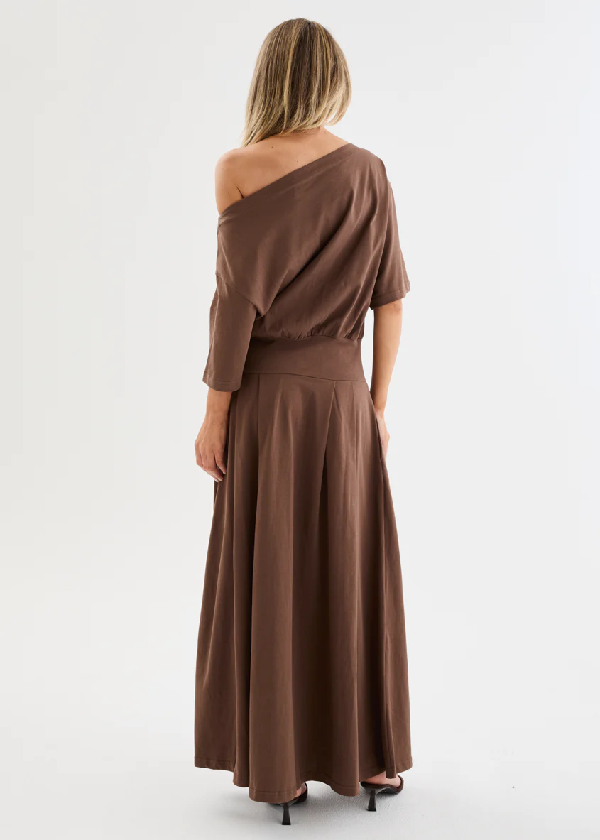 Marcy Drop Shoulder Maxi Dress - Chocolate - Image 7