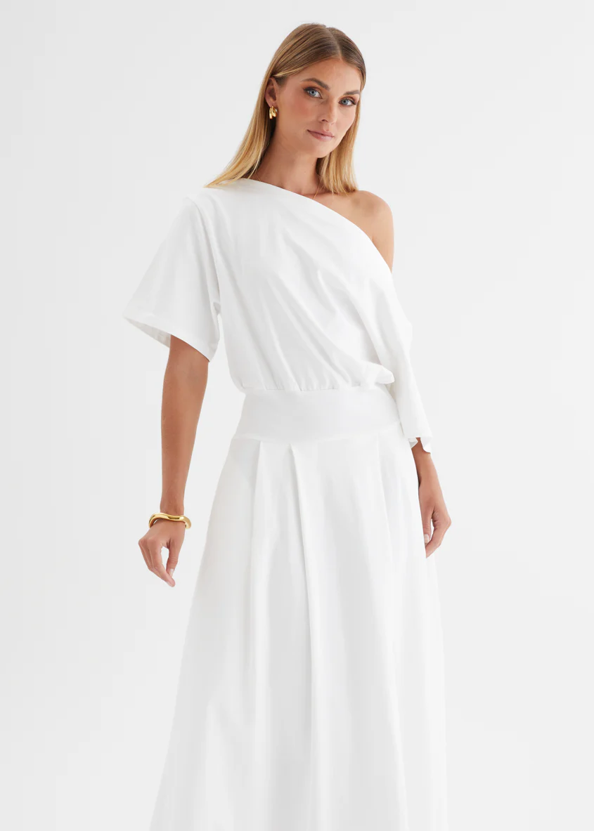 Marcy Drop Shoulder Maxi Dress - Off White - Image 3