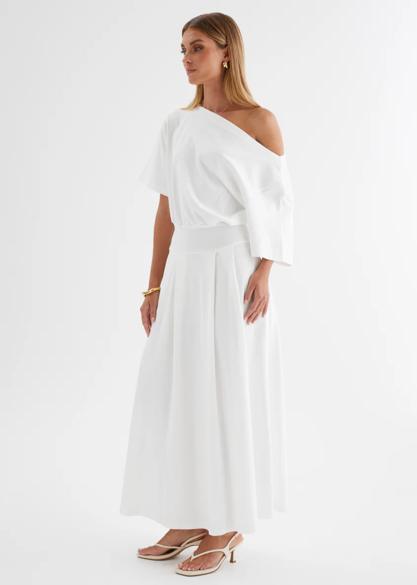 Marcy Drop Shoulder Maxi Dress - Off White - Image 6
