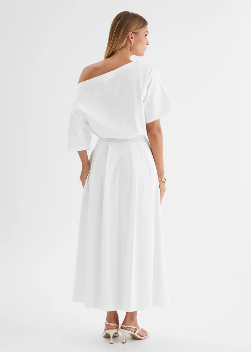 Marcy Drop Shoulder Maxi Dress - Off White - Image 7