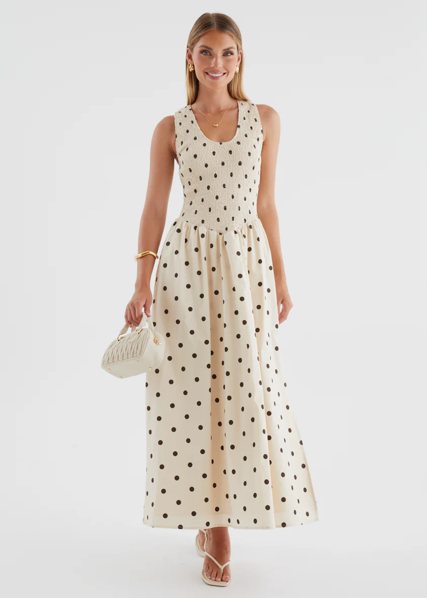 Marielle Maxi Dress - Beige Polka Dot - Image 10