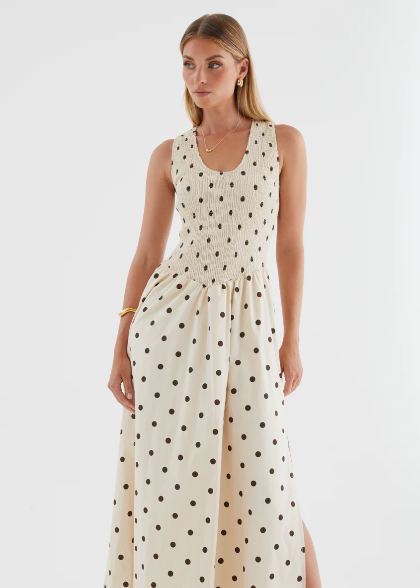 Marielle Maxi Dress - Beige Polka Dot - Image 11