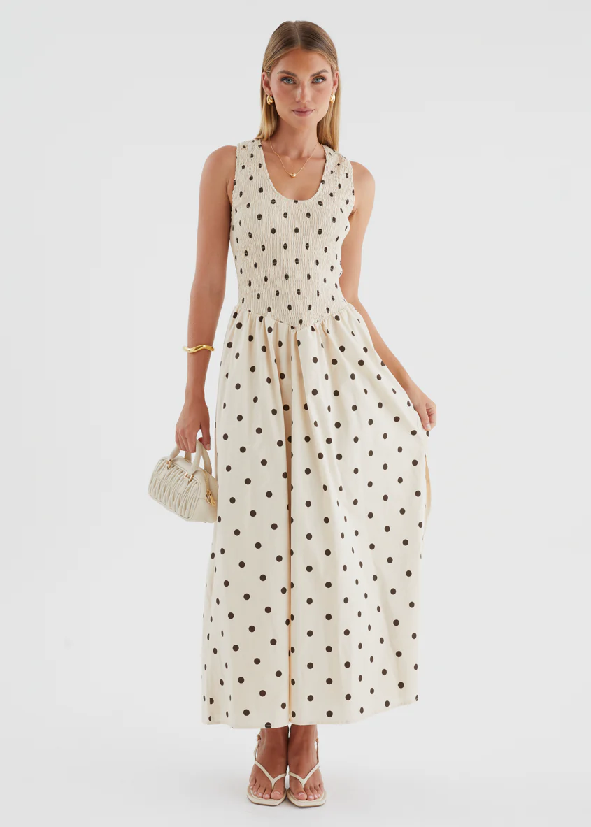 Marielle Maxi Dress - Beige Polka Dot - Image 12