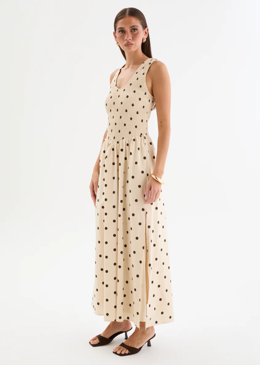 Marielle Maxi Dress - Beige Polka Dot - Image 6
