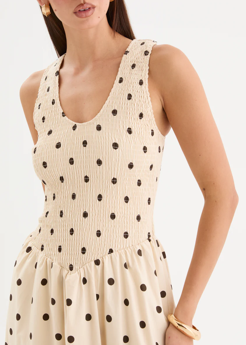 Marielle Maxi Dress - Beige Polka Dot - Image 8
