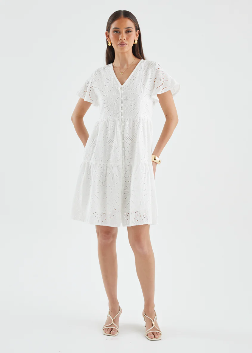 Marika Dress - White Anglaise - Image 11