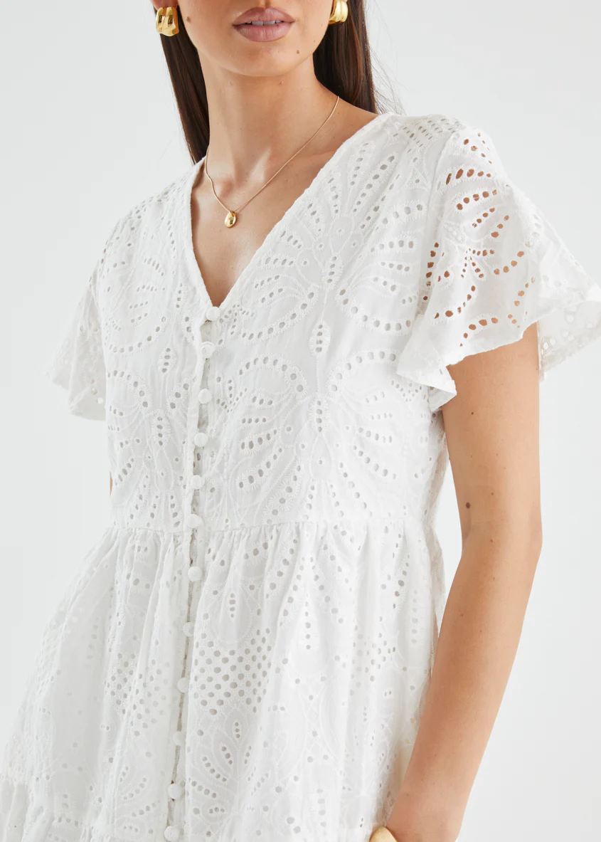 Marika Dress - White Anglaise - Image 15
