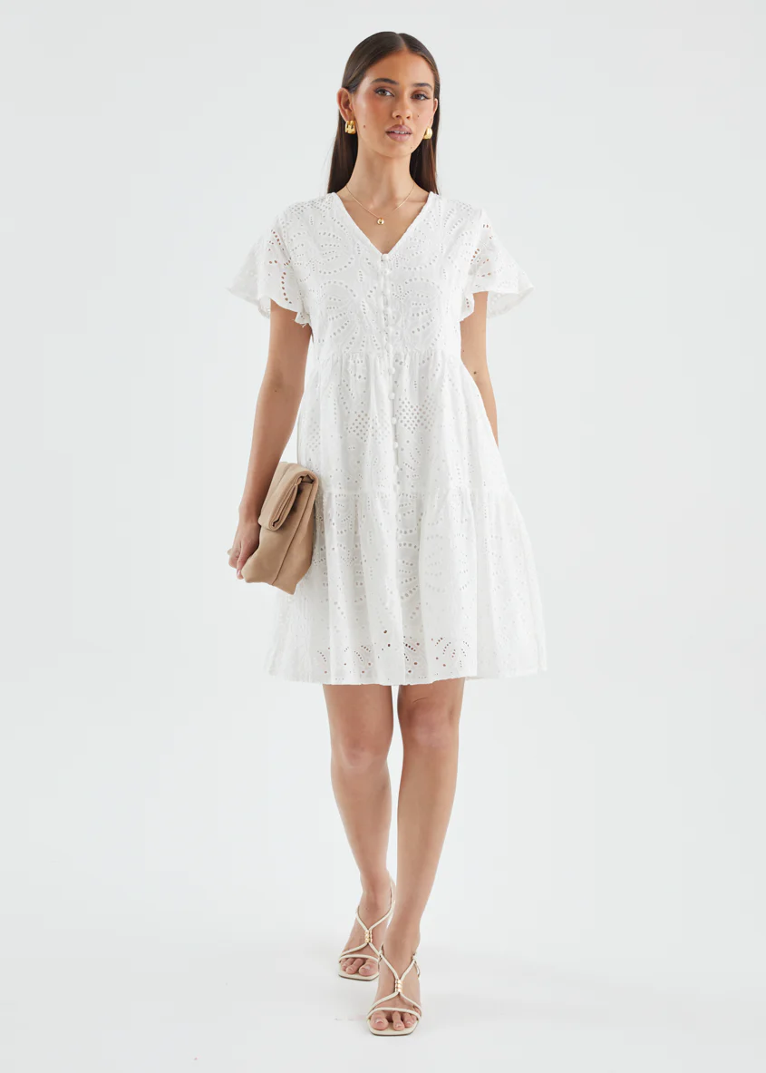 Marika Dress - White Anglaise - Image 3