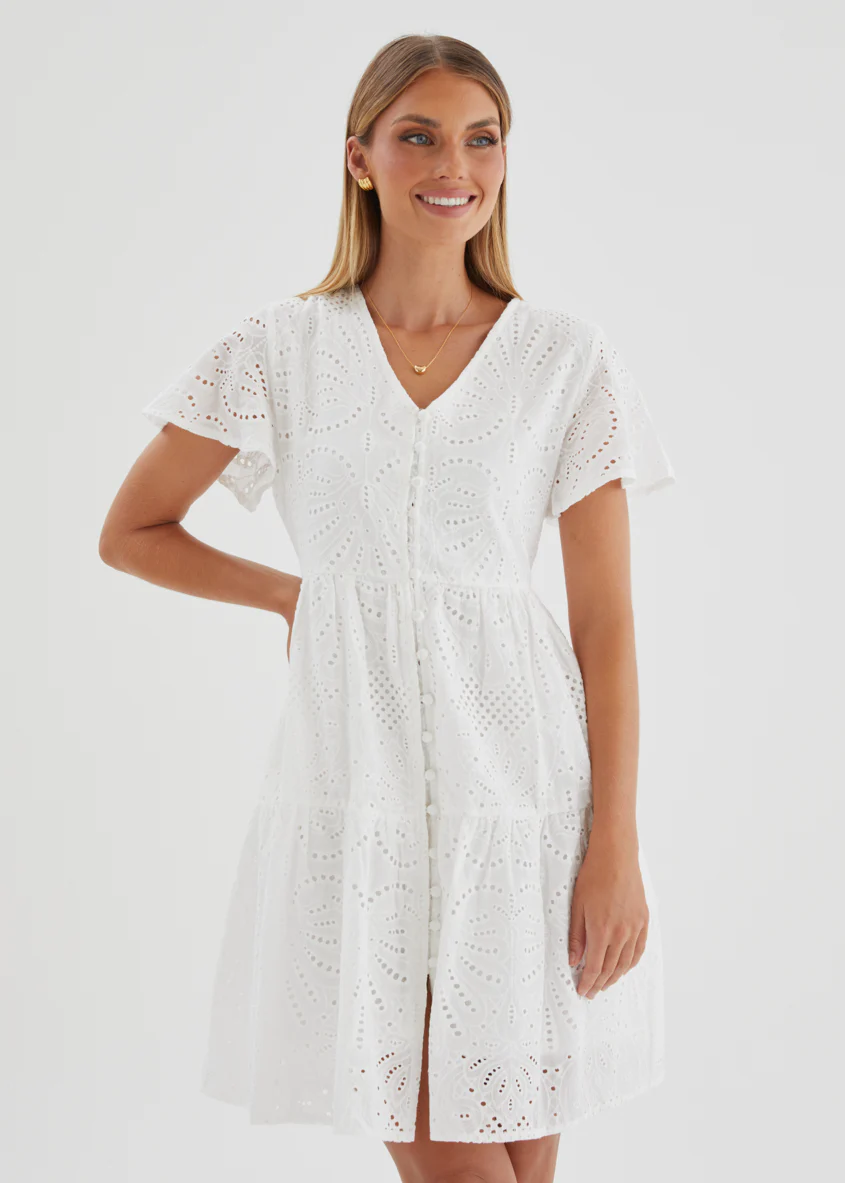 Marika Dress - White Anglaise - Image 4