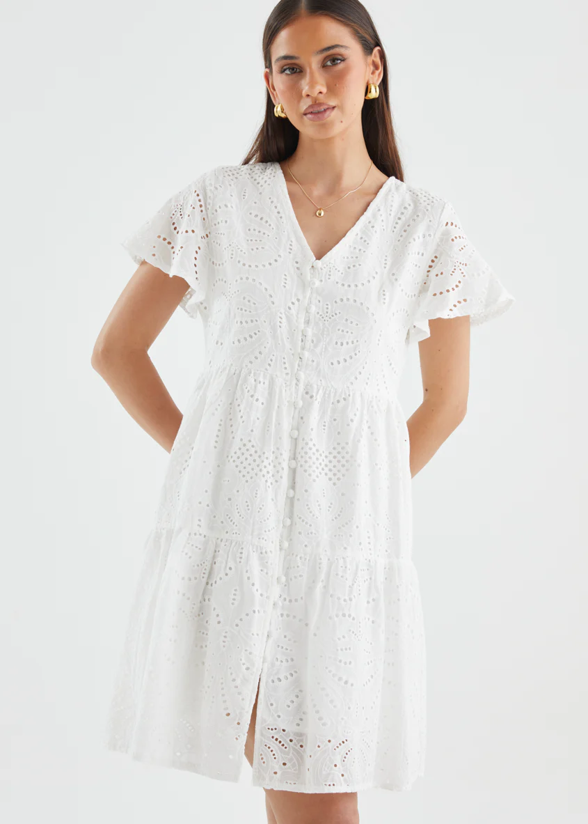 Marika Dress - White Anglaise - Image 5
