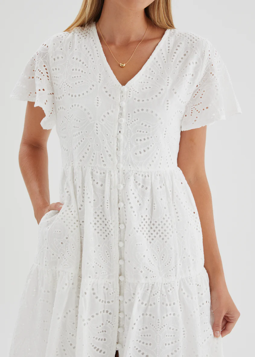 Marika Dress - White Anglaise - Image 9
