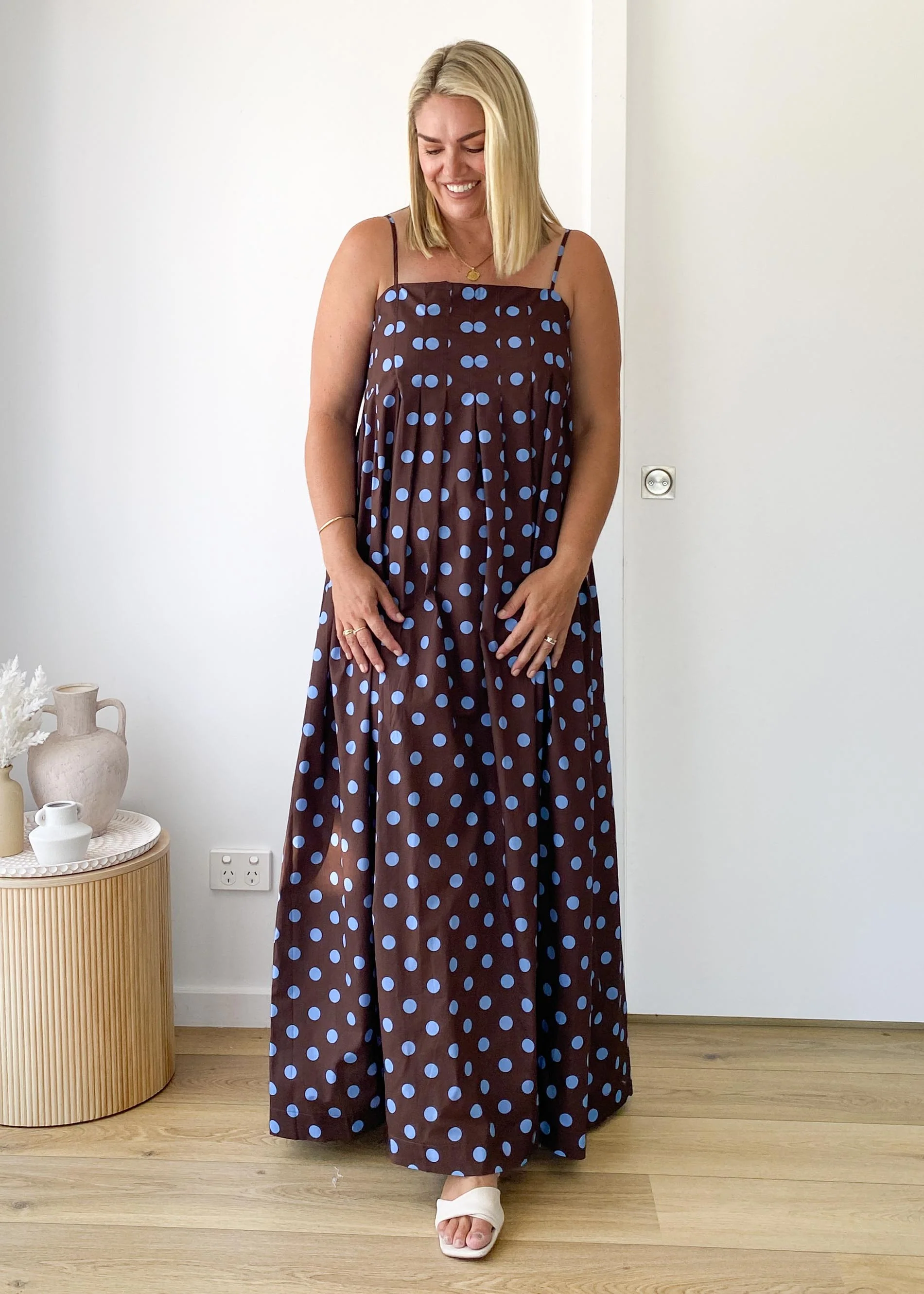 Marinella Maxi Dress - Choc Blue Polka Dot - Image 5
