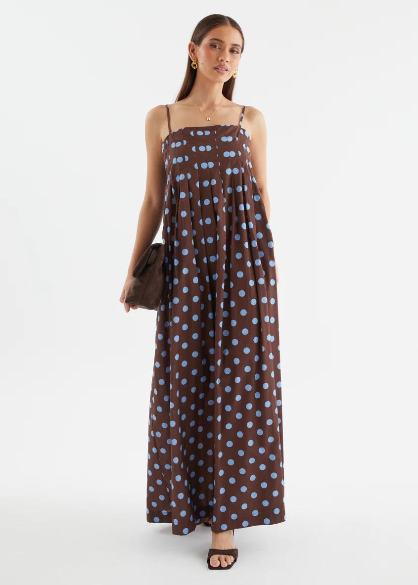 Marinella Maxi Dress - Choc Blue Polka Dot - Image 6