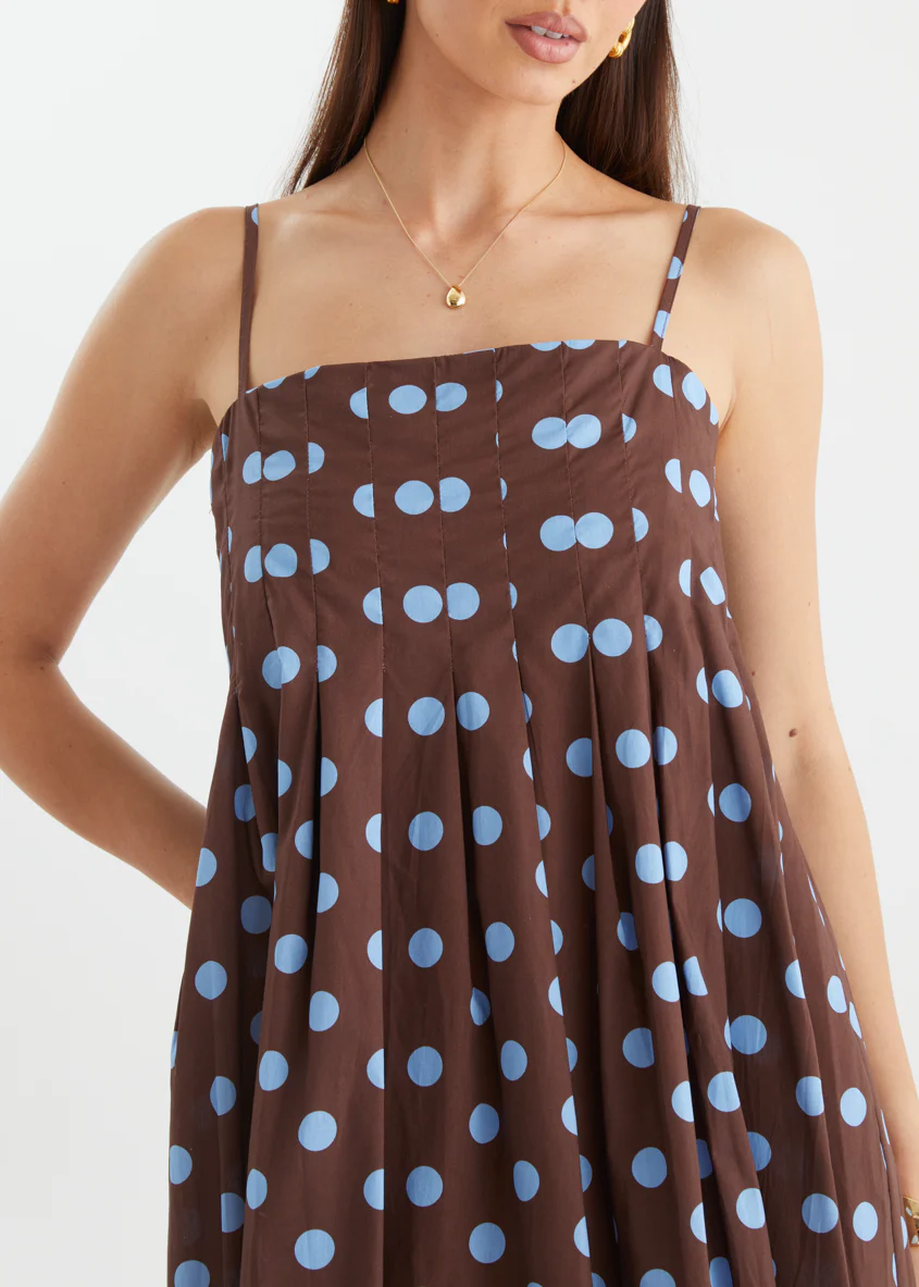 Marinella Maxi Dress - Choc Blue Polka Dot - Image 9