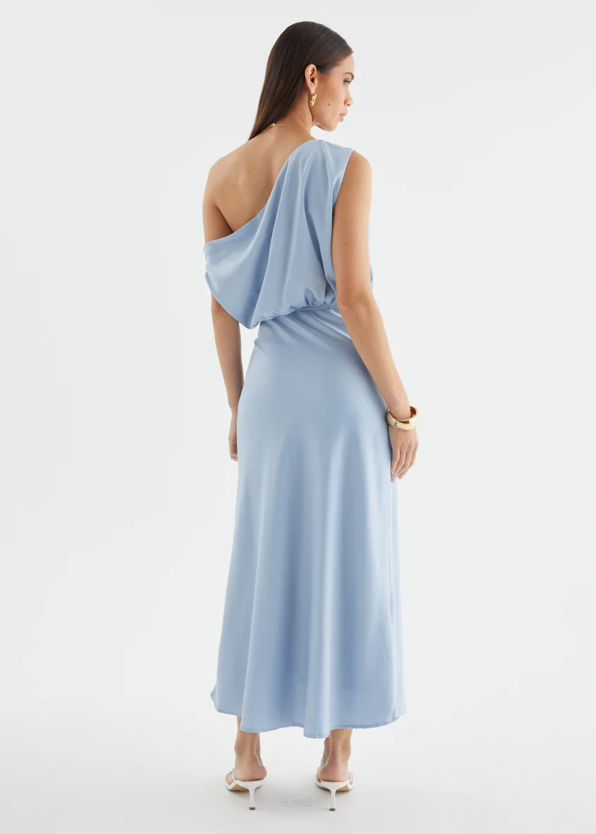 Marisa Drop Shoulder Midi Dress - Blue - Image 9