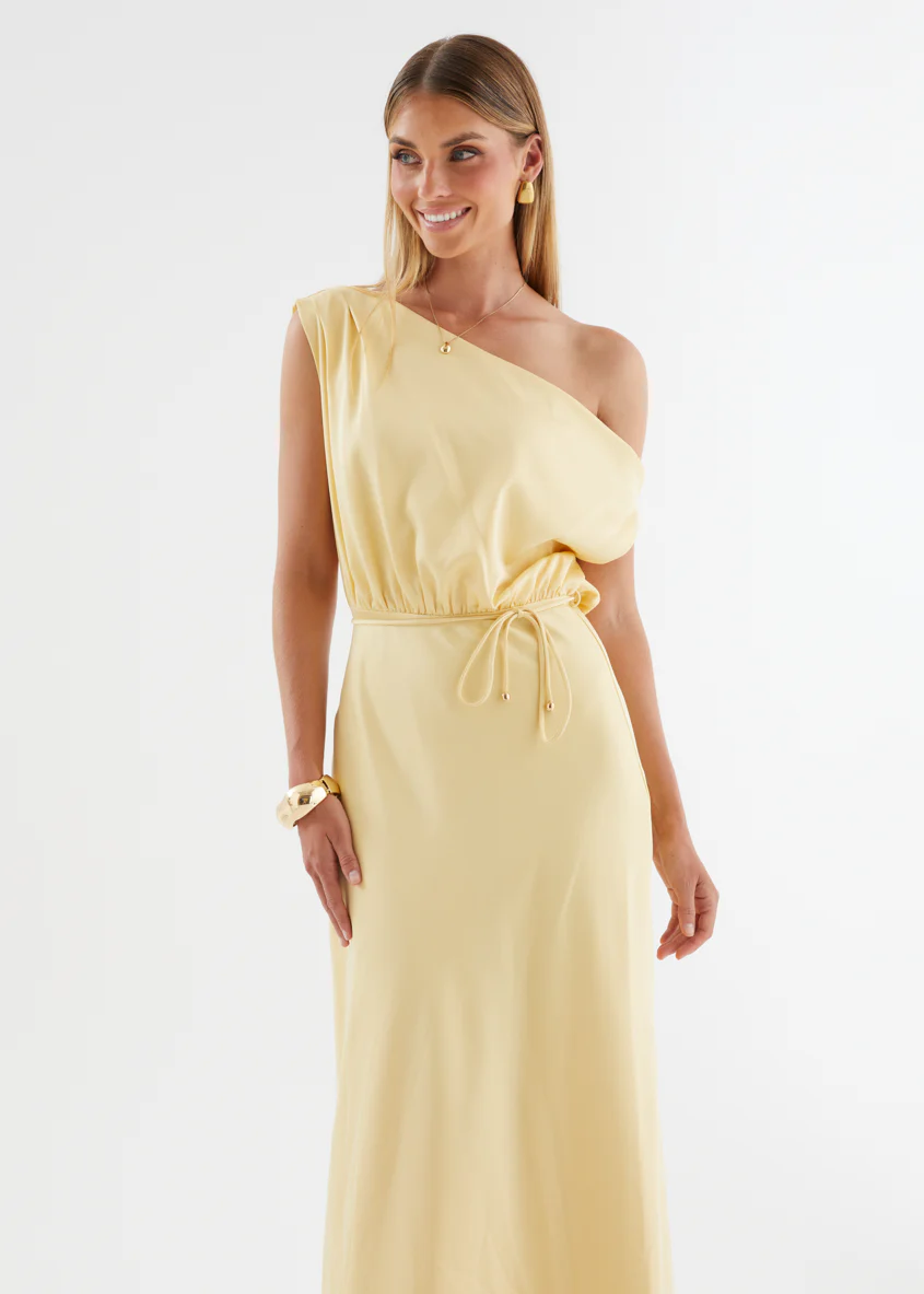 Marisa Drop Shoulder Midi Dress - Lemon - Image 4