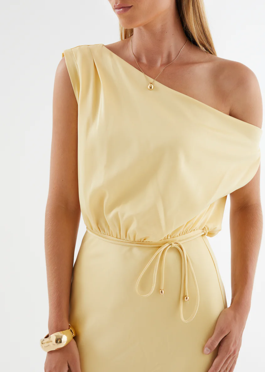 Marisa Drop Shoulder Midi Dress - Lemon - Image 9