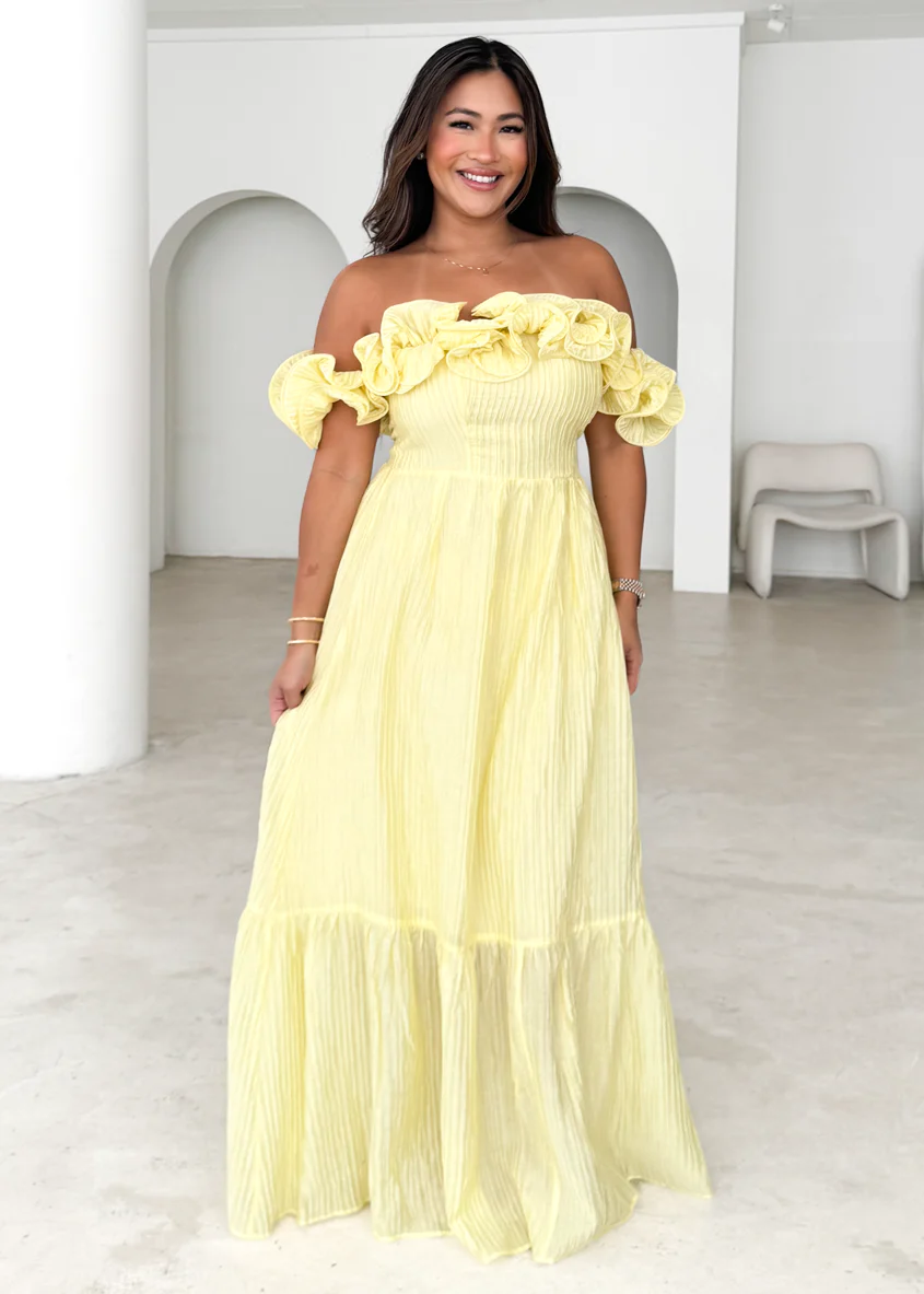 Marlow Off Shoulder Maxi Dress - Lemon