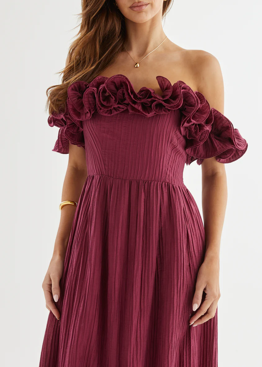 Marlow Off Shoulder Maxi Dress - Mulberry - Image 10