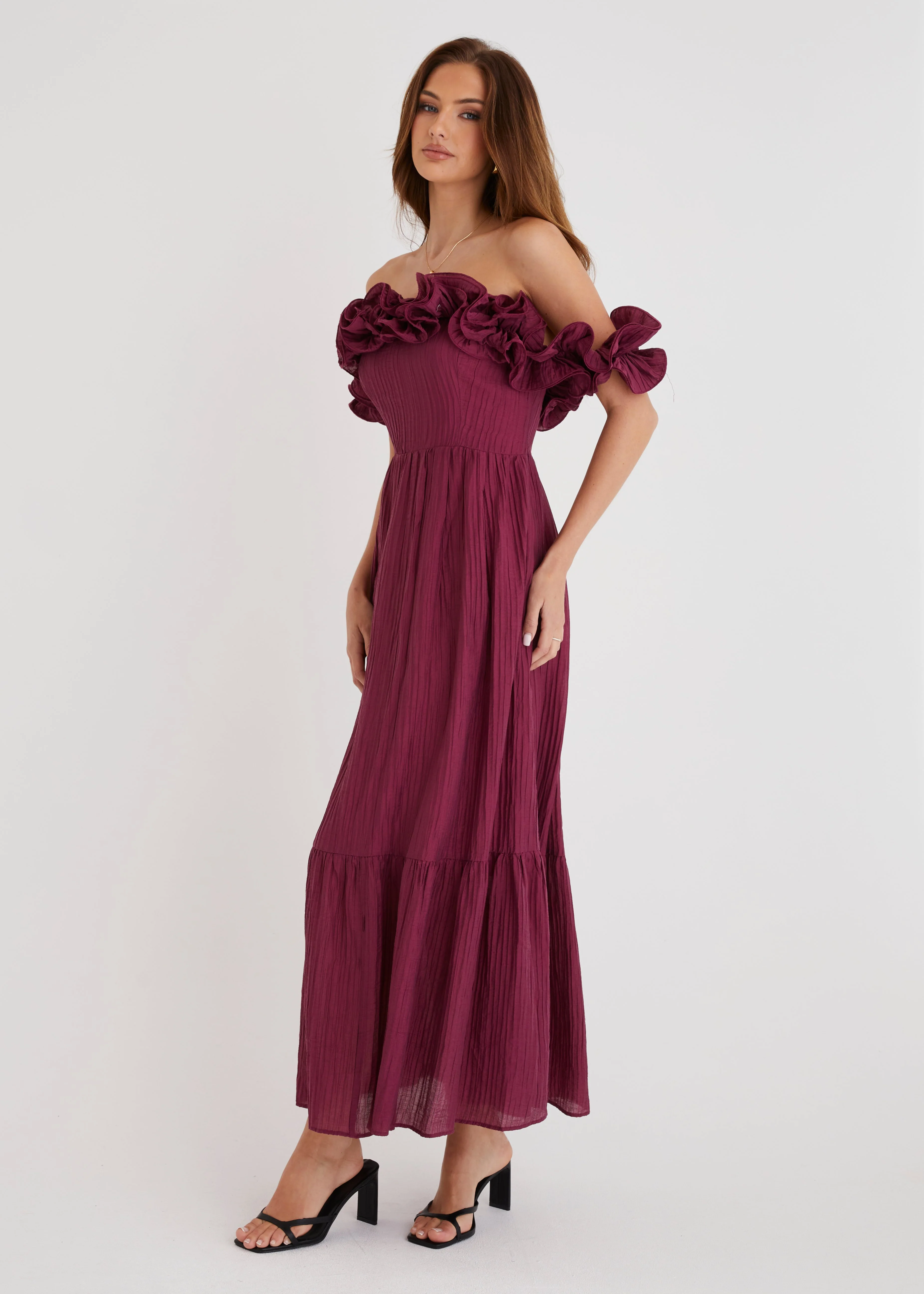 Marlow Off Shoulder Maxi Dress - Mulberry - Image 11