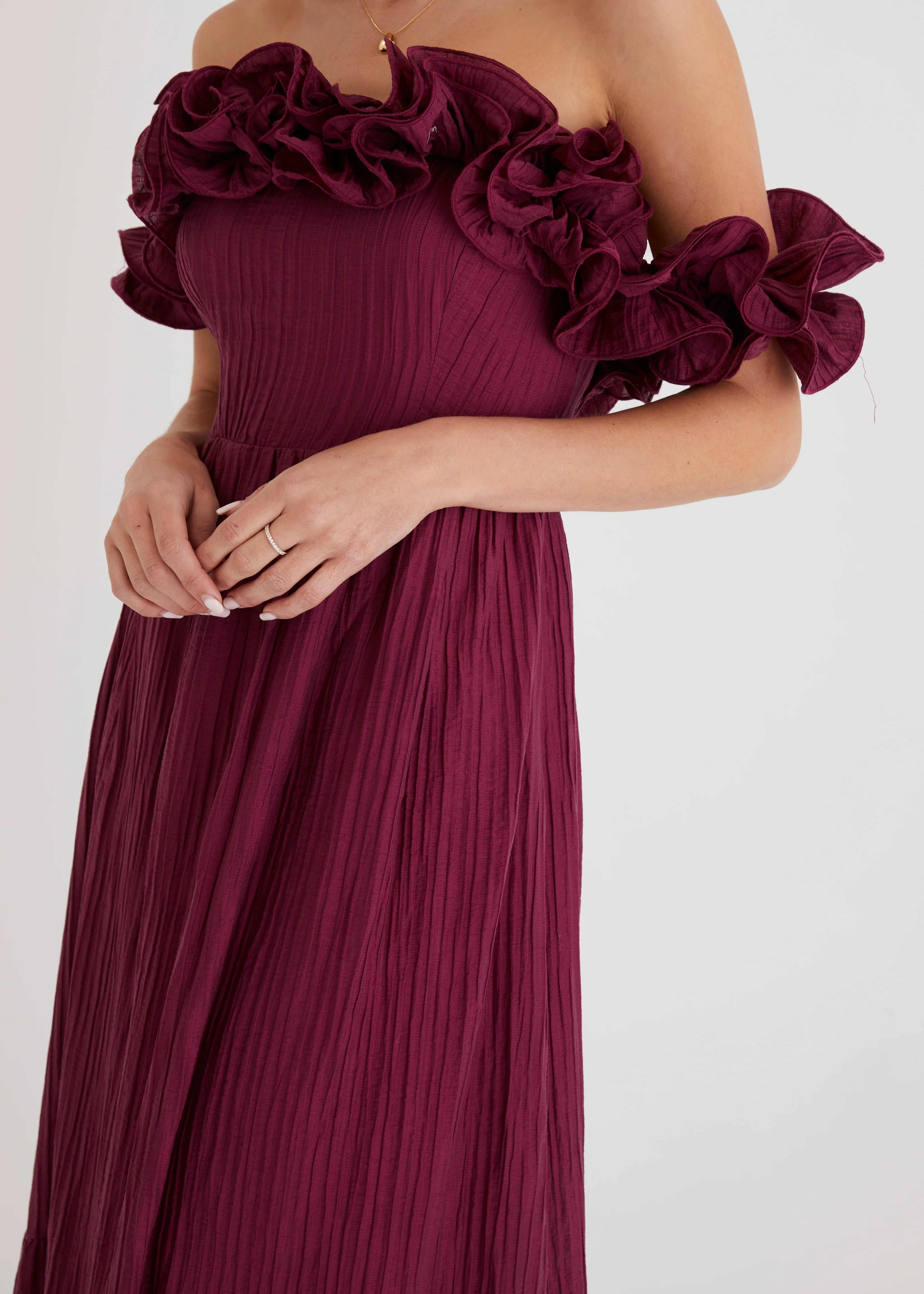 Marlow Off Shoulder Maxi Dress - Mulberry - Image 14