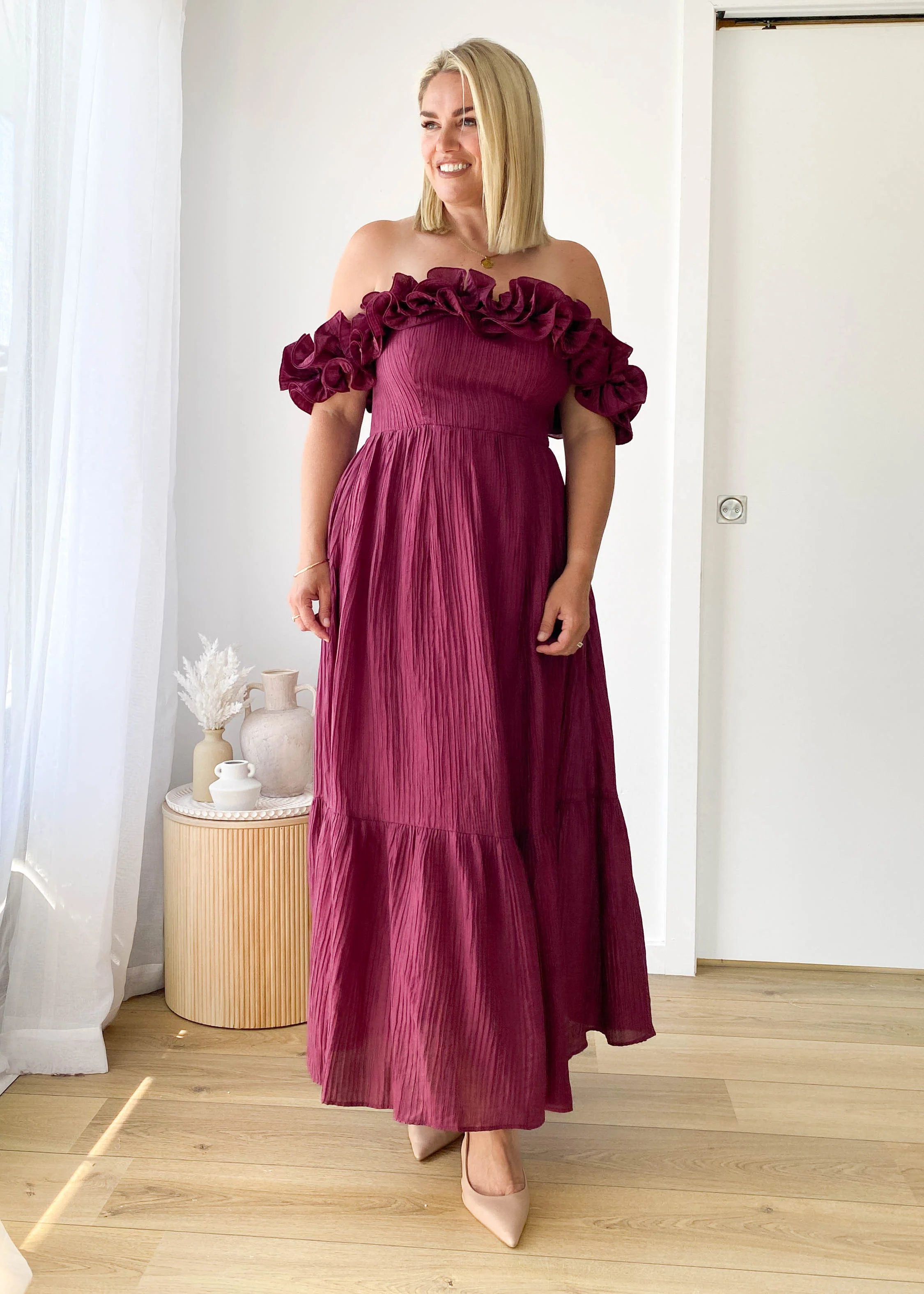 Marlow Off Shoulder Maxi Dress - Mulberry - Image 2