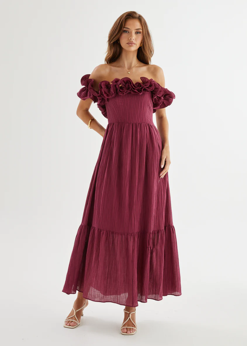 Marlow Off Shoulder Maxi Dress - Mulberry - Image 6