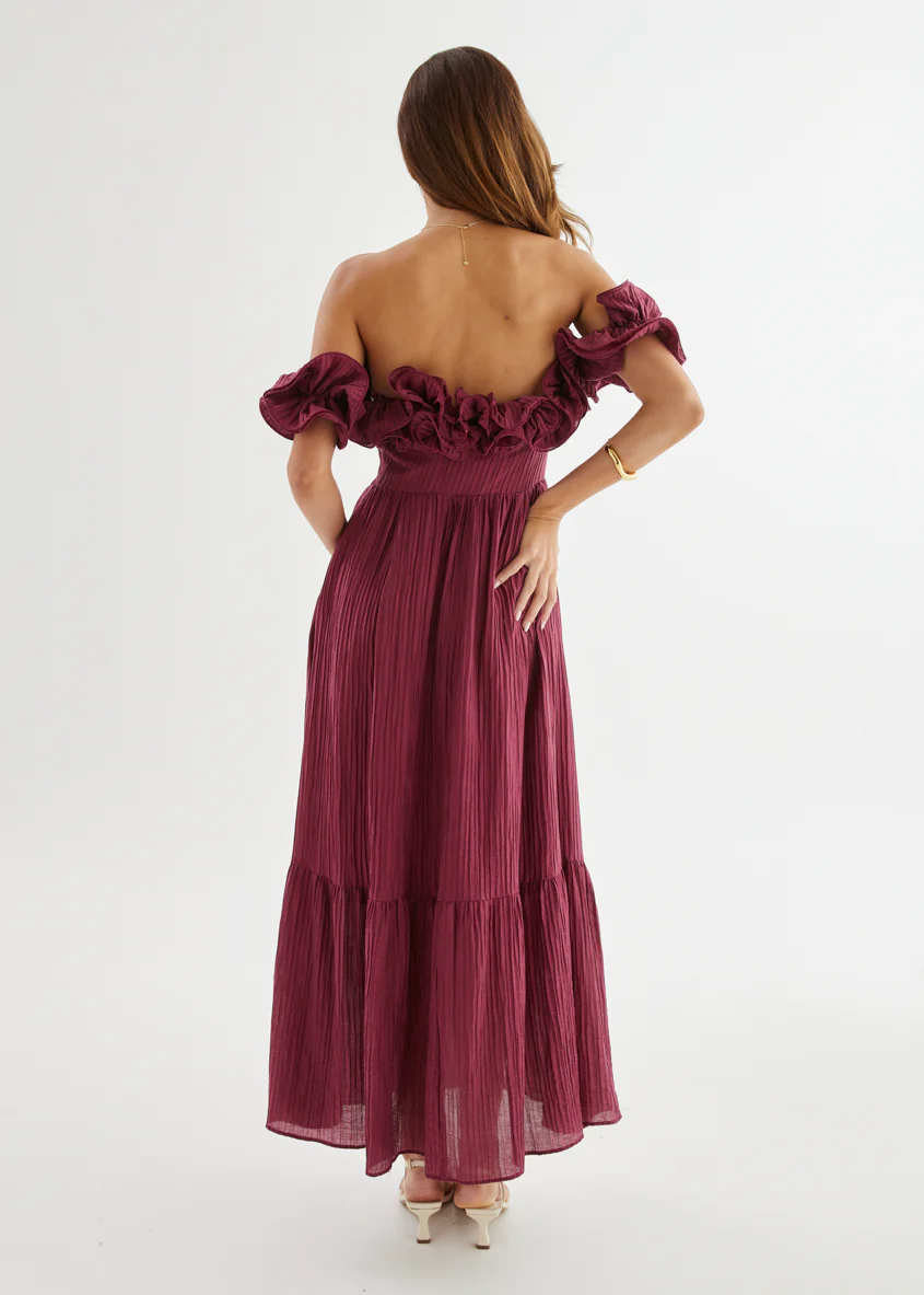 Marlow Off Shoulder Maxi Dress - Mulberry - Image 9