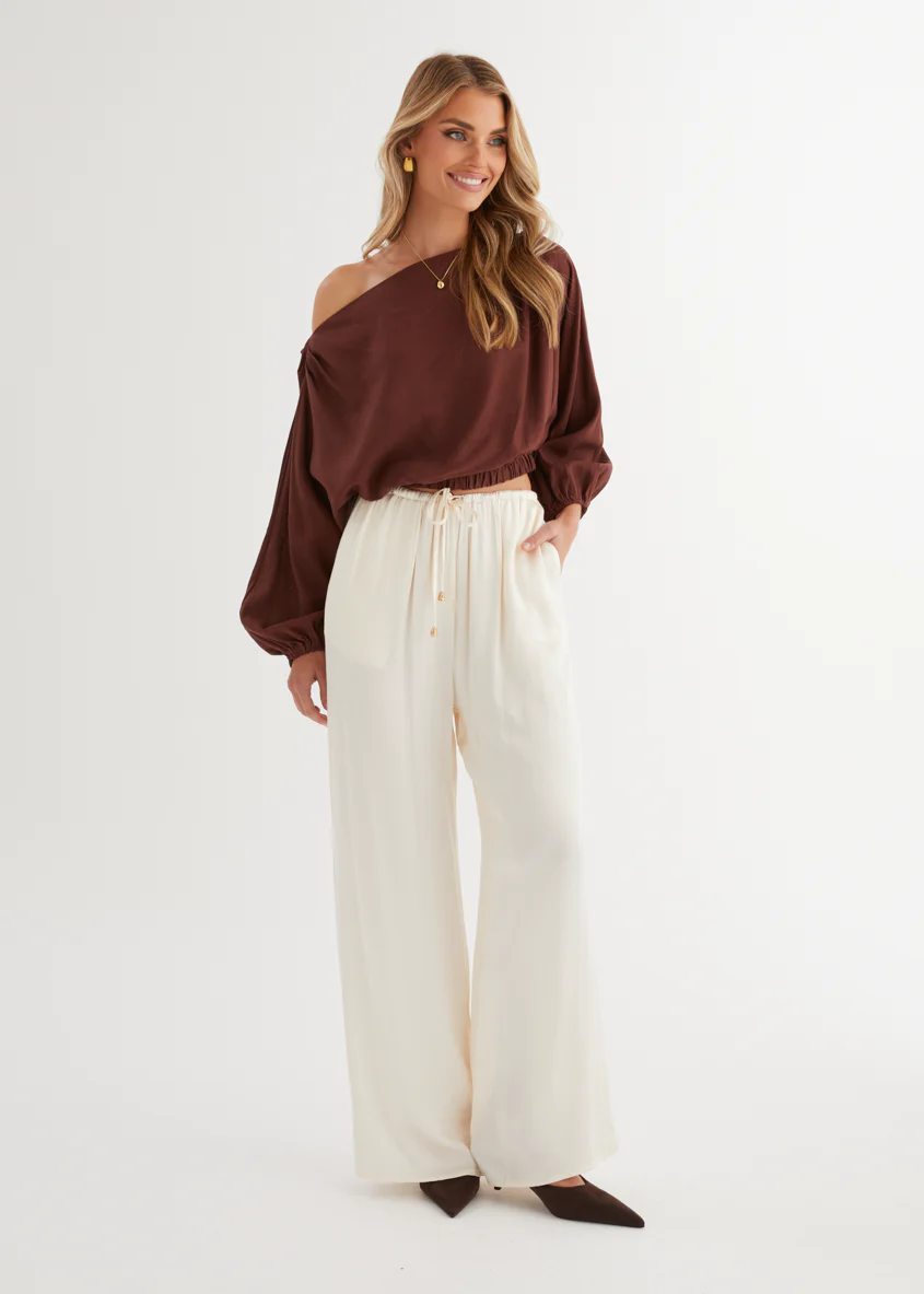 Marlowe Drop Shoulder Top - Chocolate - Image 12