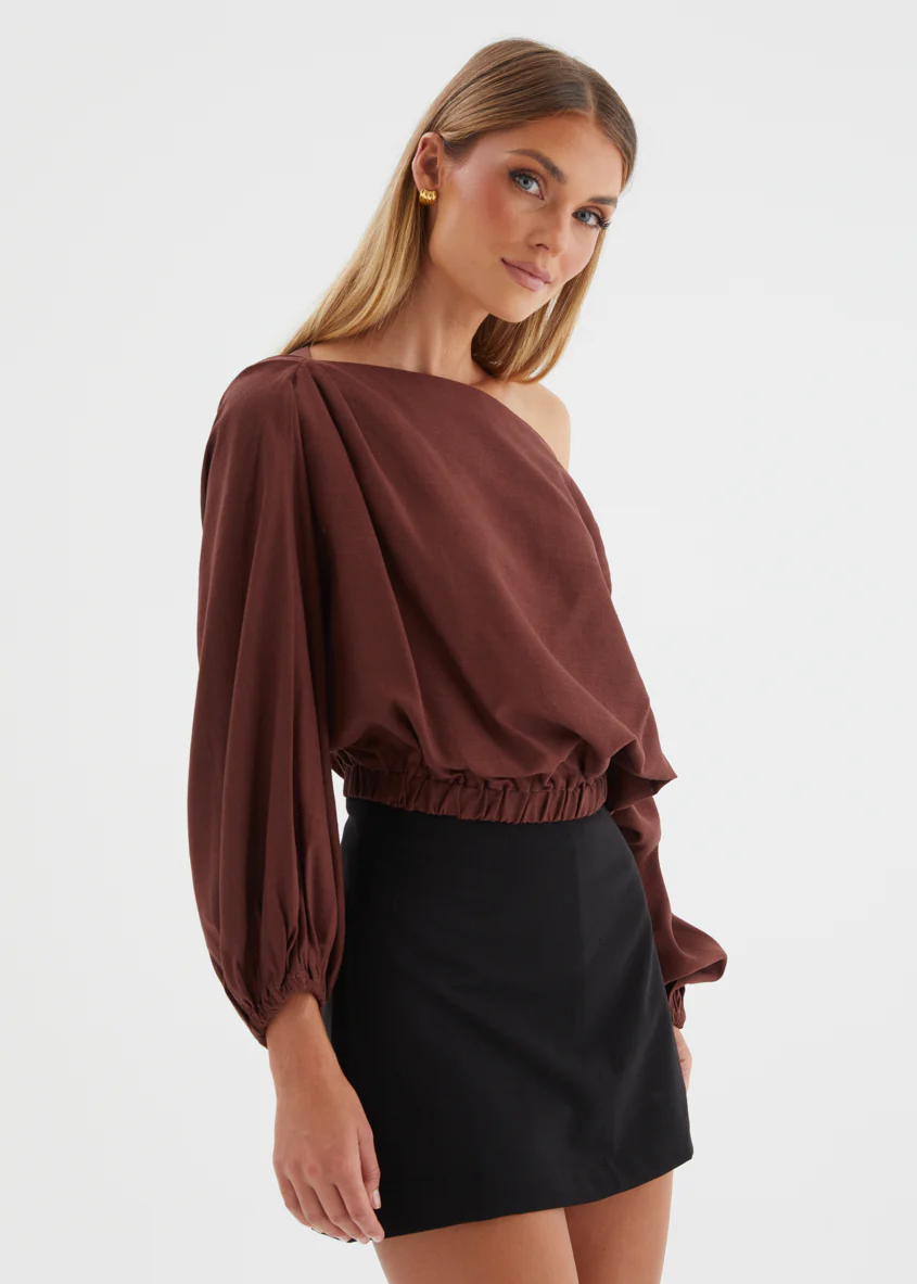 Marlowe Drop Shoulder Top - Chocolate - Image 3