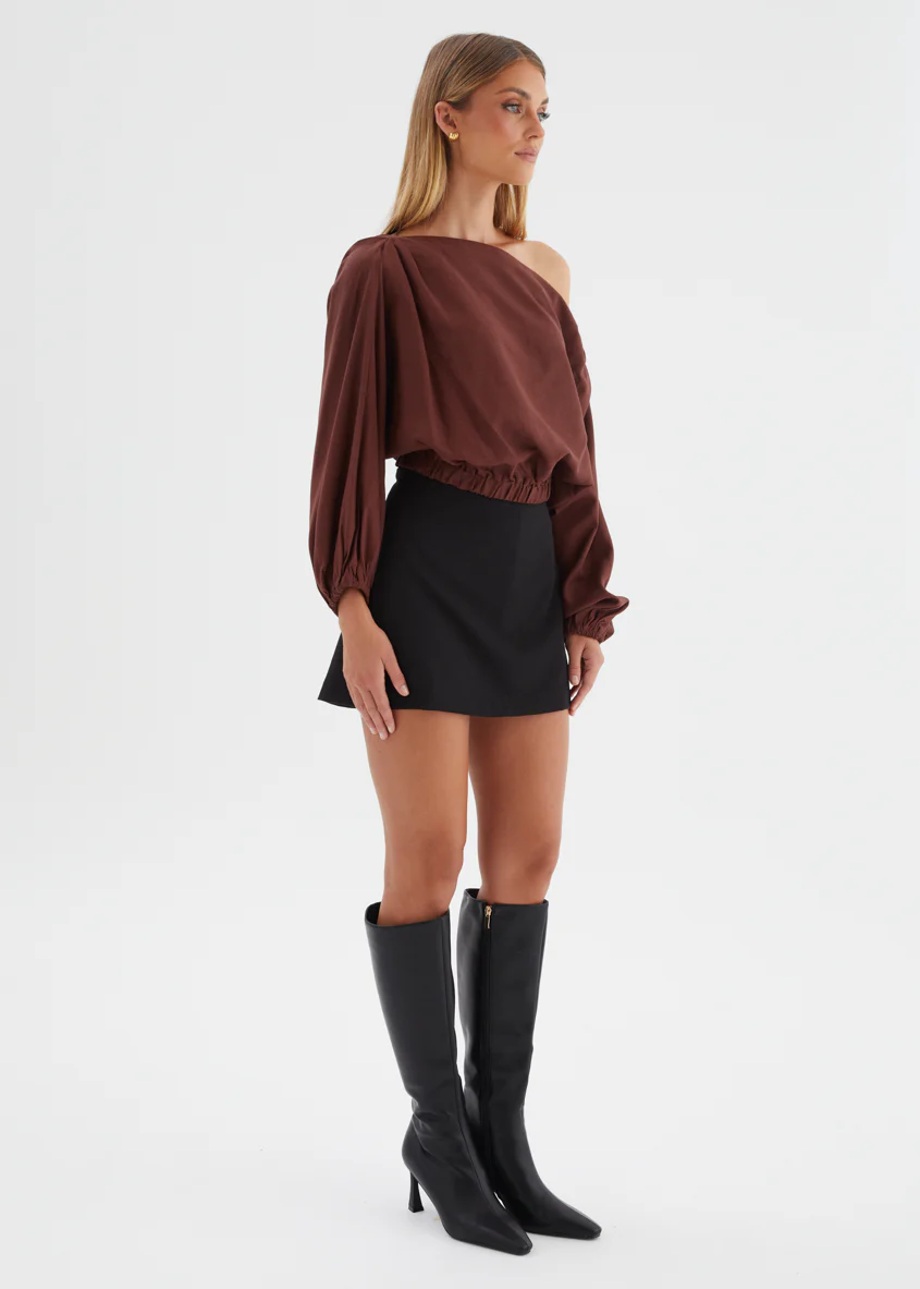 Marlowe Drop Shoulder Top - Chocolate - Image 8