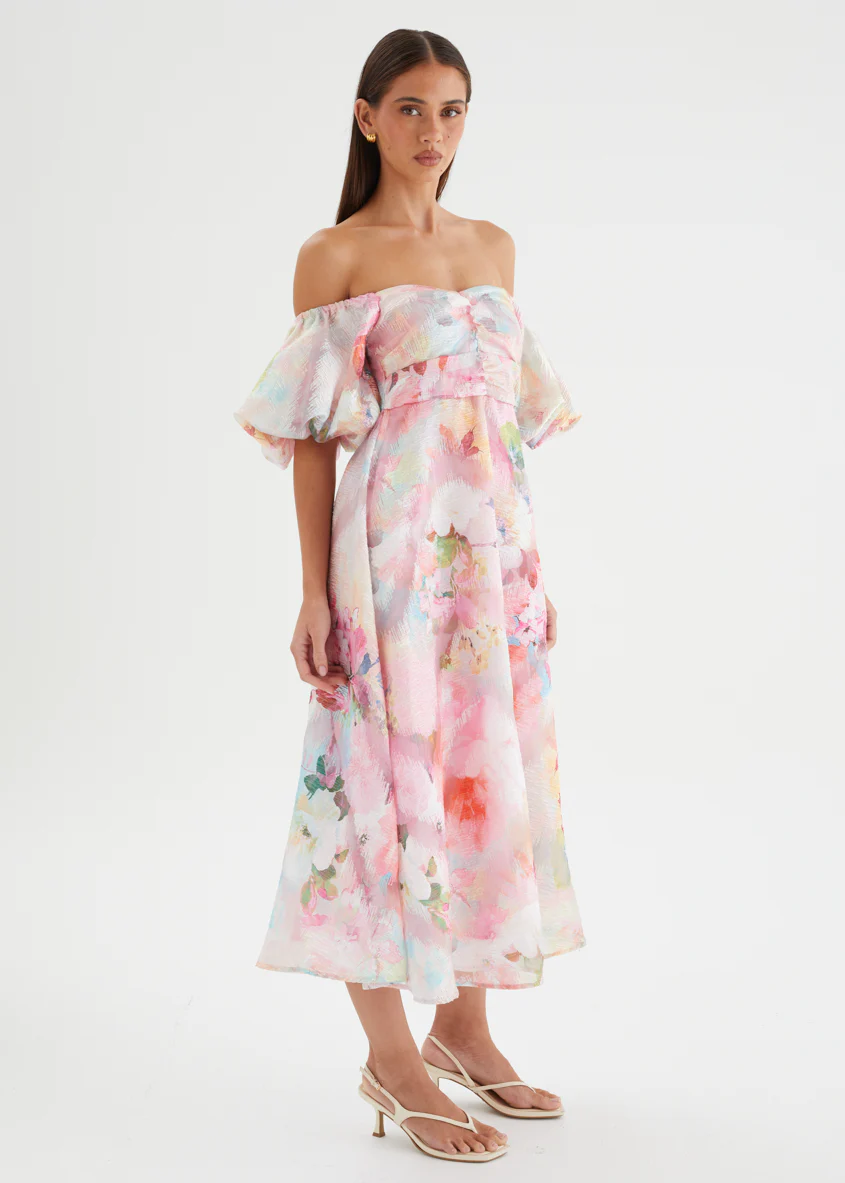 Massie Midi Dress - Pink Watercolour - Image 5
